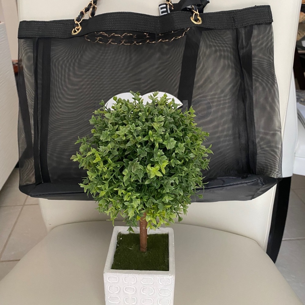 Black Mesh Beach Tote Bag